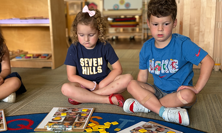 Students-Play-Friend-Bingo Pre-kindergarten students play friend bingo to learn each other's names