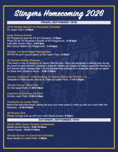 A graphic showcasing the lineup of Homecoming events