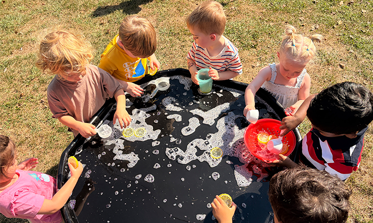 De'Yana-Jackson's-class-playing-lemonade-stand Pre-kindergarten students play lemonade stand in their tuff tray.