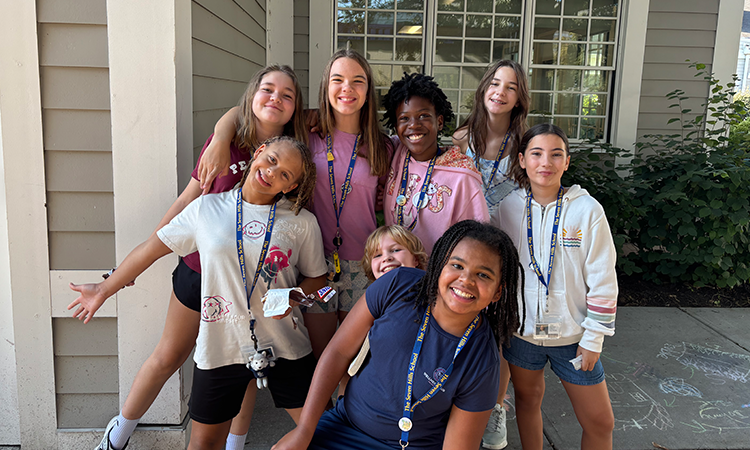 Middle-Schoolers-during-fruit-break Middle Schoolers pose for a photo during fruit break