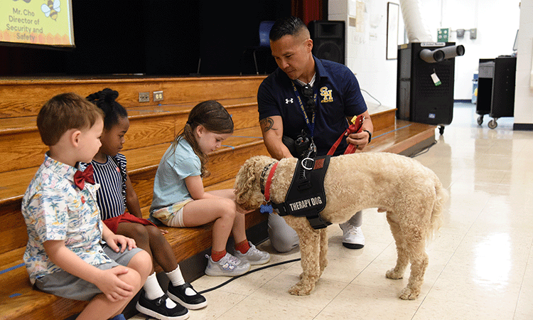 Replacement-Doherty-Assembly-photo Young Stingers meet Cruz, the new school therapy dog
